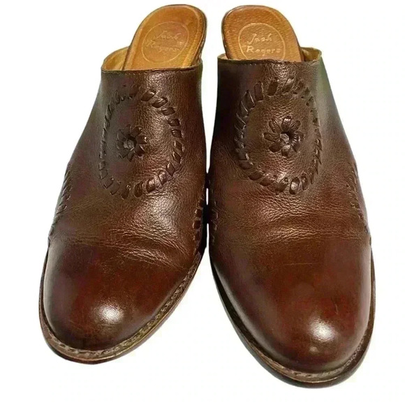 Jack Rogers Brown Leather Mules Size 10 - Picture 2 of 4